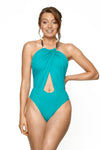 halter swimsuit backless swimwear bikini swim brand travel beachwear resortwear luxury swimwear one piece turquoise blue navy beack travel swimsuit