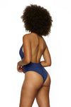 halter swimsuit backless swimwear bikini swim brand travel beachwear resortwear luxury swimwear one piece turquoise blue navy beach travel swimsuit luxury swim brand fashion netaporter selfridges farfetch harrods  africa europe travel blogger London Paris Milan 