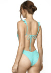 string bikini tassel halter swimsuit backless swimwear bikini swim brand travel beachwear resortwear luxury swimwear one piece turquoise blue navy beach travel swimsuit luxury swim brand fashion netaporter selfridges farfetch harrods  africa europe travel blogger London Paris Milan pink  bikini top bikini bottom strapless bikini bottom ruffle straps lace up