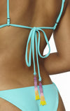 string bikini tassel halter swimsuit backless swimwear bikini swim brand travel beachwear resortwear luxury swimwear one piece turquoise blue navy beach travel swimsuit luxury swim brand fashion netaporter selfridges farfetch harrods  africa europe travel blogger London Paris Milan pink  bikini top bikini bottom strapless bikini bottom